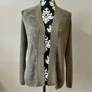 CHICOS Olive Green Cardigan Knit Sweater Size Small
